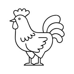 rooster icon, rooster line art - simple line art of rooster, perfect for rooster logos and icons