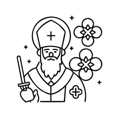 saint patrick icon, saint patrick line art - simple line art of saint patrick, perfect for saint patrick logos and icons