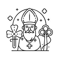 saint patrick icon, saint patrick line art - simple line art of saint patrick, perfect for saint patrick logos and icons