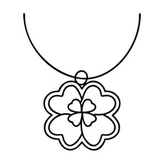 shamrock necklace icon, shamrock necklace line art - simple line art of shamrock necklace, perfect for shamrock necklace logos and icons