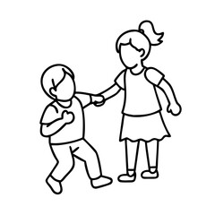 siblings playing icon, siblings playing line art - simple line art of siblings playing, perfect for siblings playing logos and icons
