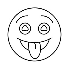 silly face emoji icon, silly face emoji line art - simple line art of silly face emoji, perfect for silly face emoji logos and icons