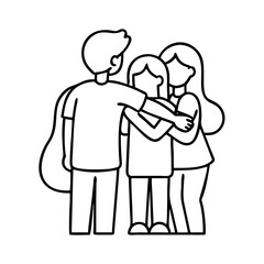 sibling hug icon, sibling hug line art - simple line art of sibling hug, perfect for sibling hug logos and icons