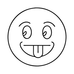 silly face emoji icon, silly face emoji line art - simple line art of silly face emoji, perfect for silly face emoji logos and icons