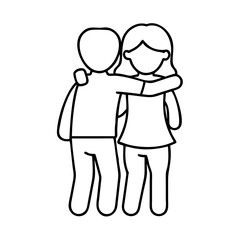 sibling hug icon, sibling hug line art - simple line art of sibling hug, perfect for sibling hug logos and icons