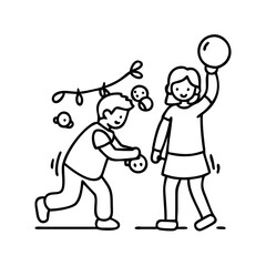 siblings playing icon, siblings playing line art - simple line art of siblings playing, perfect for siblings playing logos and icons