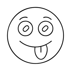 silly face emoji icon, silly face emoji line art - simple line art of silly face emoji, perfect for silly face emoji logos and icons