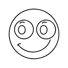 Fototapeta premium smiling face with big eyes icon, smiling face with big eyes line art - simple line art of smiling face with big eyes, perfect for smiling face with big eyes logos and icons