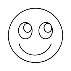 Fototapeta premium smiling face with big eyes icon, smiling face with big eyes line art - simple line art of smiling face with big eyes, perfect for smiling face with big eyes logos and icons