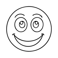 Fototapeta premium smiling face with big eyes icon, smiling face with big eyes line art - simple line art of smiling face with big eyes, perfect for smiling face with big eyes logos and icons
