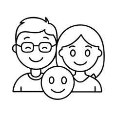 smiling family emoji icon, smiling family emoji line art - simple line art of smiling family emoji, perfect for smiling family emoji logos and icons