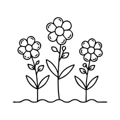 springtime flowers icon, springtime flowers line art - simple line art of springtime flowers, perfect for springtime flowers logos and icons
