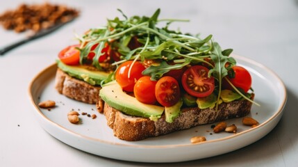 Toasted bread with tomatoes and herbs appetizer