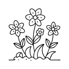 springtime flowers icon, springtime flowers line art - simple line art of springtime flowers, perfect for springtime flowers logos and icons