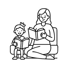 storytime with mom icon, storytime with mom line art - simple line art of storytime with mom, perfect for storytime with mom logos and icons