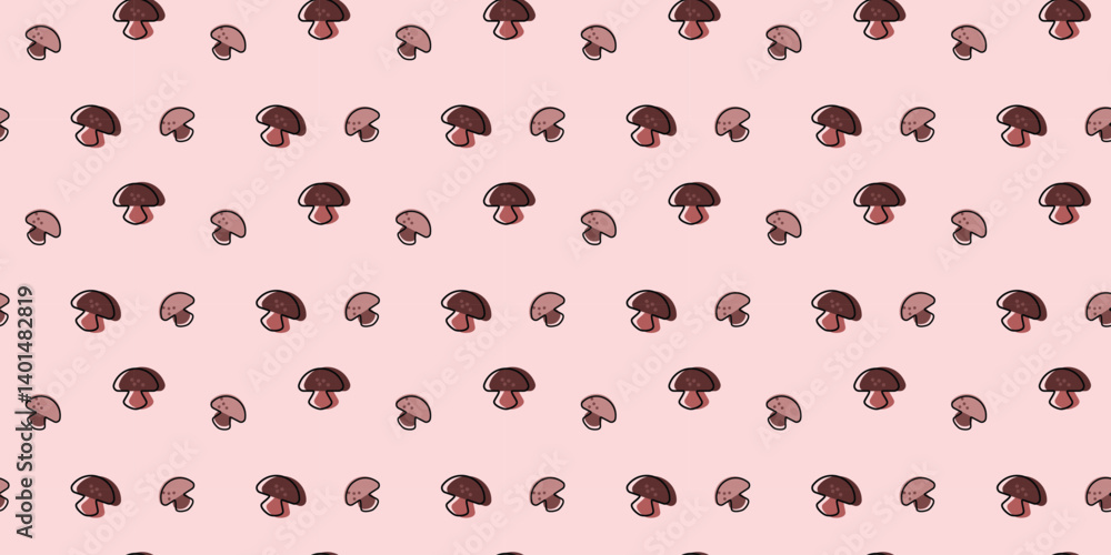 Poster playful scatter seamless pattern design with mushroom