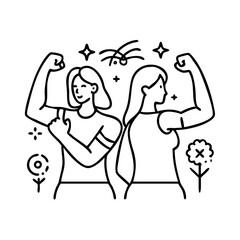 strong women s icon, strong women s line art - simple line art of strong women s, perfect for strong women s logos and icons