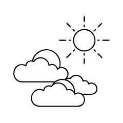 sun and clouds icon, sun and clouds line art - simple line art of sun and clouds, perfect for sun and clouds logos and icons