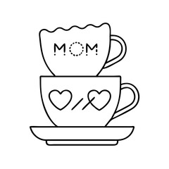 teacup set for mom icon, teacup set for mom line art - simple line art of teacup set for mom, perfect for teacup set for mom logos and icons