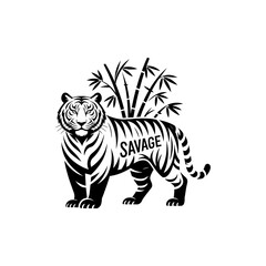 Tiger head vector logo design, face  for retro logos, emblems, badges, labels, icon template and tshirt vintage design element. Isolated on white background black color