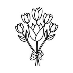tulip bouquet icon, tulip bouquet line art - simple line art of tulip bouquet, perfect for tulip bouquet logos and icons