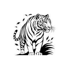 Tiger head vector logo design, face  for retro logos, emblems, badges, labels, icon template and tshirt vintage design element. Isolated on white background black color