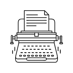 typewriter icon, typewriter line art - simple line art of typewriter, perfect for typewriter logos and icons