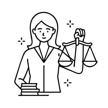 recommend clip art: woman holding scales of justice icon, woman holding scales of justice line art - simple line art of woman holding scales of justice, perfect for woman holding scales of justice logos and icons