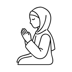 woman in prayer icon, woman in prayer line art - simple line art of woman in prayer, perfect for woman in prayer logos and icons