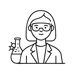 woman scientist icon, woman scientist line art - simple line art of woman scientist, perfect for woman scientist logos and icons