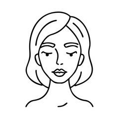 woman s face icon, woman s face line art - simple line art of woman s face, perfect for woman s face logos and icons