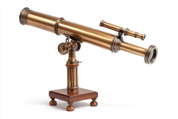 Vintage brass telescope used for stargazing and exploring distant landscapes in an elegant setting