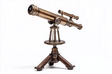 Vintage telescope on a wooden stand, showcasing intricate craftsmanship and design details from a bygone era