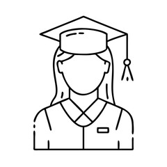 woman with graduation cap icon, woman with graduation cap line art - simple line art of woman with graduation cap, perfect for woman with graduation cap logos and icons