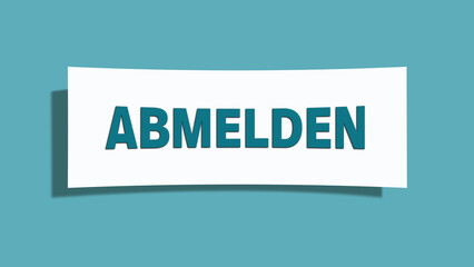 Abmelden (Log out) - A card isolated on light green background.