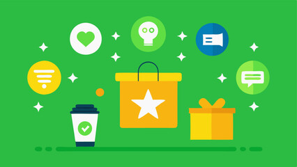 Loyalty Program A bright wall advertit for a loyalty program that rewards customers for purchasing recycled products illustrated with green graphics and tech icons.