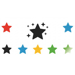 Fototapeta premium Colorful star patterns, element set on transparent background