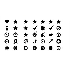 Set of icons in trendy line style. Stars, ticks. Big set Icons collection. Vector illustration