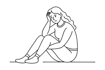 Anxious Woman Minimalist Illustration