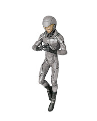 alien soldier is floating