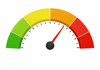 Semi-Circular Color Speedometer Gauge with Needle Indicator on Transparent Background PNG
