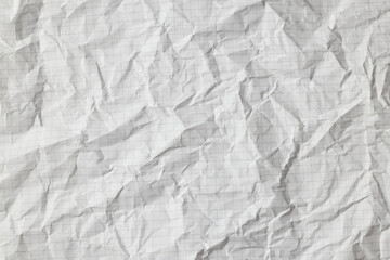 white crumpled wrinkled checkered paper sheet