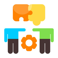Teamwork Puzzle Pieces Flat Flat Icon