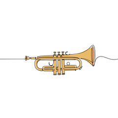 Obraz premium Illustration of a trumpet in a minimalist style on a white background Jazz