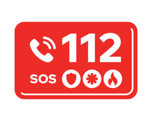 Emergency Contact Sign with Number and Icons - High Quality Vectorial Stock Image
