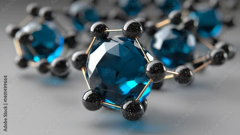 Poster exploring the fascinating structure of fullerene carbon molecules generative ai