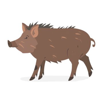 recommend clip art: Cute cartoon wild boar.  A stylized illustration of a wild boar, portrayed in a friendly, cartoonish manner, with simple outlines and muted colors.  