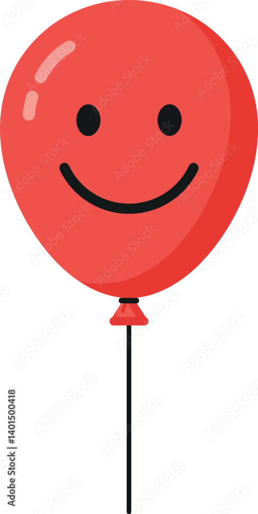 Poster bright red balloon with a smiling face in a flat design style vector art