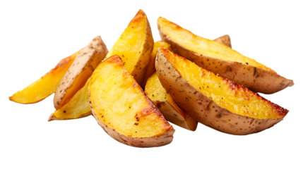 Professional Baked Potato Wedges on White Background - High Quality Image