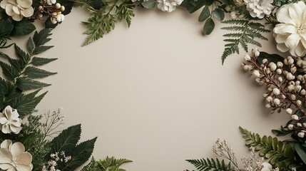 Elegant Floral Border Design Featuring Detailed Sketches of Hibiscus and Other Blossoms, Perfect for Invitations or Artistic Projects